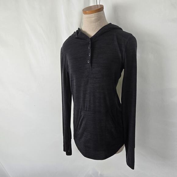 Prana Hoody Women's XS Charcoal Henley Neckline Kangaroo Pouch Long Sleeve - Picture 14 of 14
